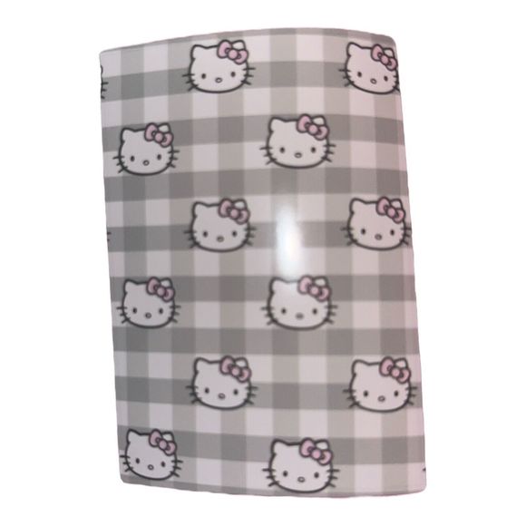 Hello Kitty Plush Throw Blanket Pink Bow Gray & White Gingham Check Viral NWT - Picture 4 of 5